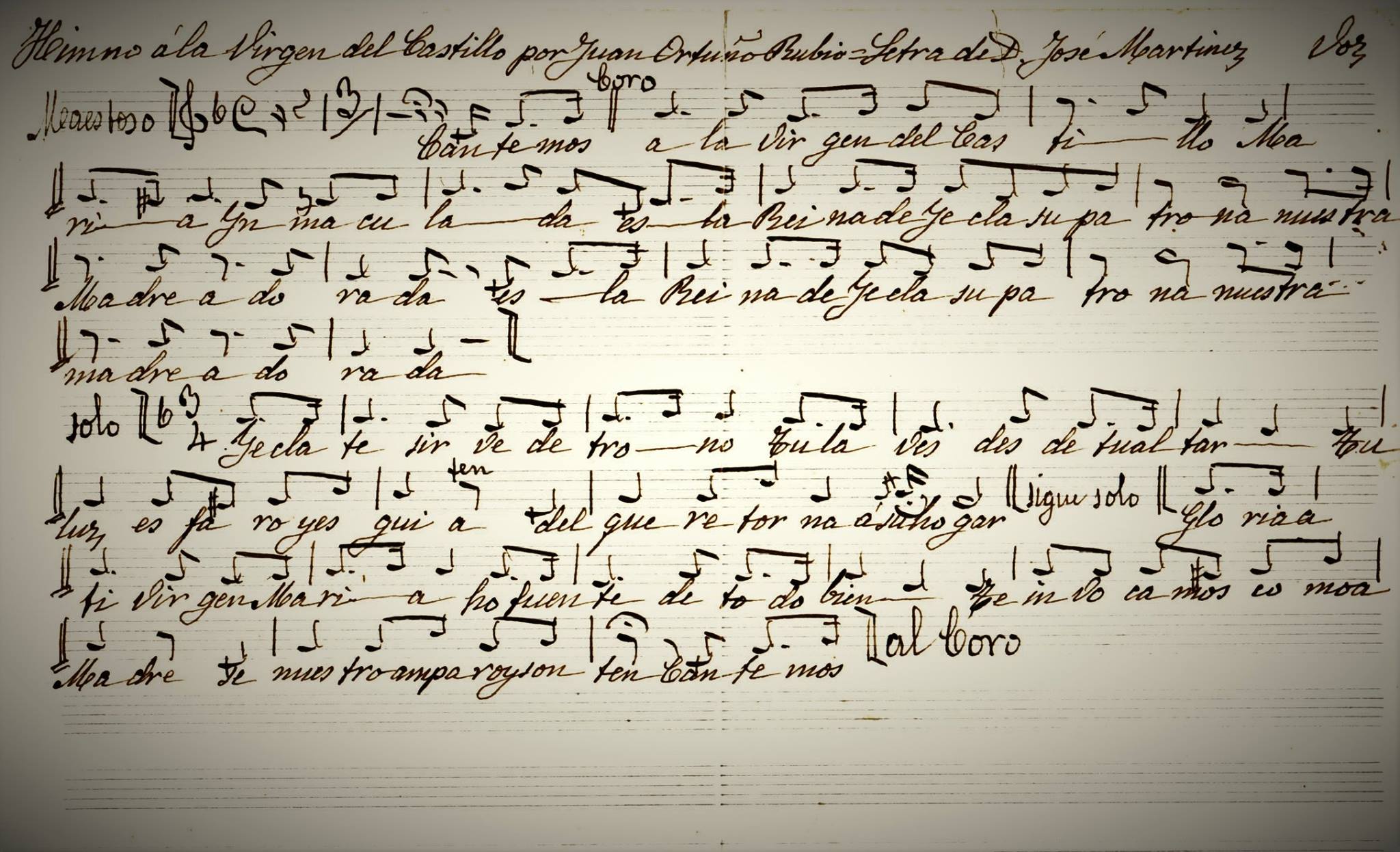partitura himno VirgenCastillo